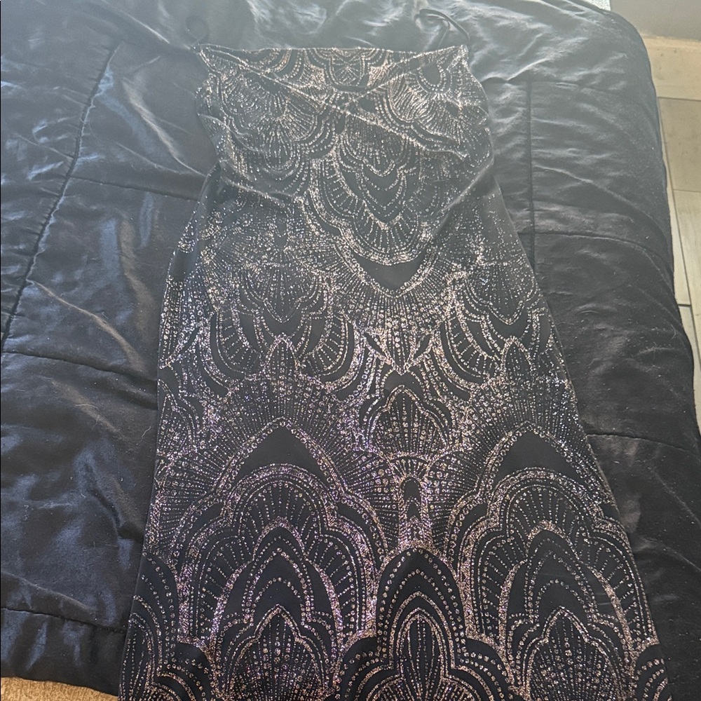 Jump Elegant Black and Silver Maxi Dress